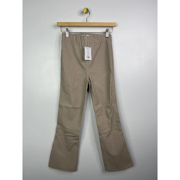 Walter Baker Lori Leather Flare Leg Elastic Waist Pant Women's Dove Size: S NWT - Picture 2 of 9